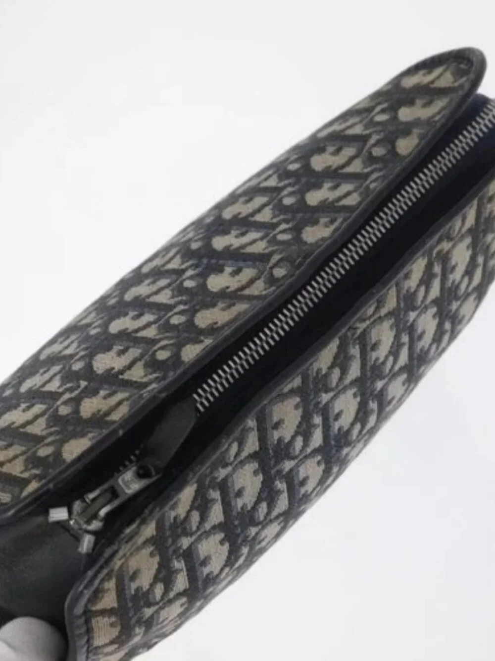 Christian Dior Trotter Canvas Clutch Bag Navy Auth 179986